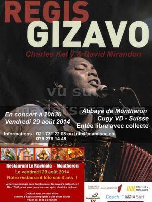 Regis Gizavo avec Charles Kely et David Mirandon en concert à l'Abbaye de Montheron Suisse