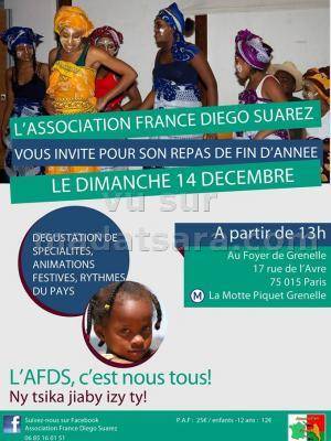 Repas de fin d'année par l'Association France Diégo Suarez au Foyer de Grenelle Paris