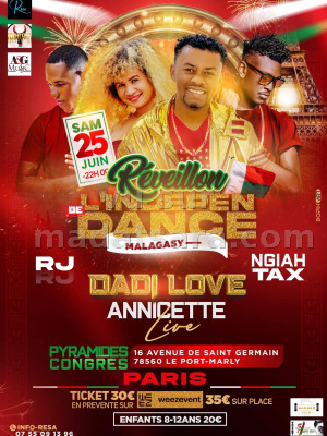 Réveillon de l'indépendance Malagasy - Pyramides Congrès Le Port-Marly - Annicette‍‍ , Dadi love‍ Ngiah Tax Olo Fotsy‍ rj