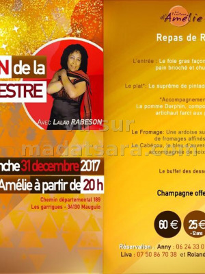 Réveillon de la St-Sylvestre - Salle Amélie Mauguio avec Lalao Rabeson‍
