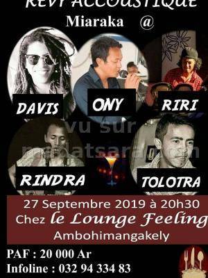 Revy accoustique Ony Rakotomalala, Davis, Tolotra, Rindra Lounge Feeling Ambohimangakely