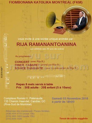 Rija ramanantoanina‍ 30 ans de scène - Complexe Romeo V. Patenaude Montréal