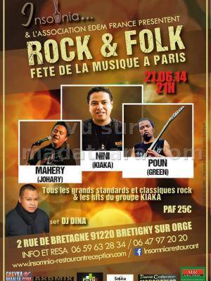 Rock et Folk Fête de la musique à Paris avec Nini (Kiaka), Mahery (Johary), Poun (Green) à l'Inso