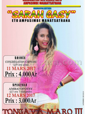 Sarah Gasy‍ soirée - Espace Congrégation chinoise Vatomandry‍