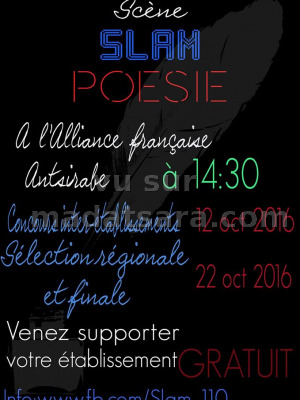 Scène Slam poésie - concours inter-établissements - AF - Alliance Française d'Antsirabe‍