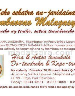 Seho sehatra an-jaridaina taom-baovao malagasy