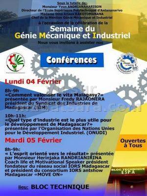 Semaine du génie mécanique et industriel - bloc technique Esspa Vontovorona