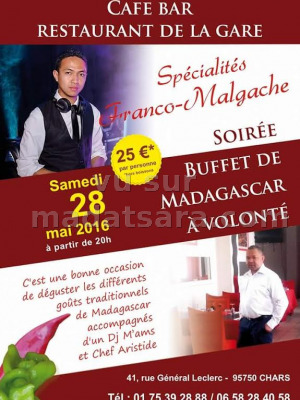 Soirée Buffet de Madagascar  volonté au Café Bar restaurant de la gare Chars