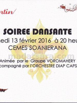 Soirée dansante animée par le groupe Voromahery accompagné par l'orchestre Diap Capsat au CEMES Soanierana