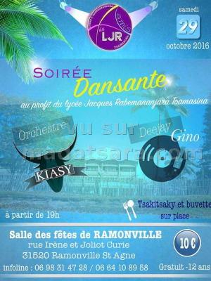 Soirée dansante au profit du lycée Jacques Rabemananjara Toamasina - Salle des fêtes de Ramonville