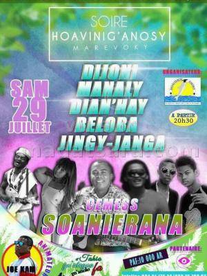Soirée hoavin'Anosy marevoky CEMES Soanierana avec Dijoni, Manaly, Dian-Hay, Sarandra Beloba, Jing Janga
