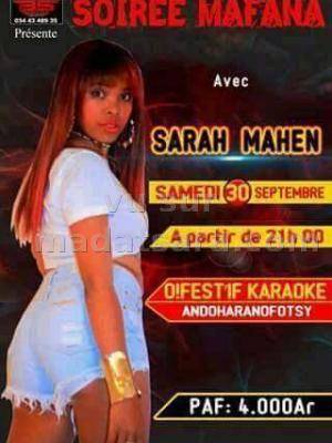 Soirée mafana avec Sarah Mahen O!Festif Rasta Andoharanofotsy