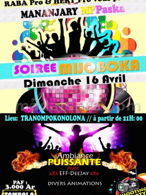 Soirée mijoboka Mananjary m'paska - Tranompokonolona Mananjary