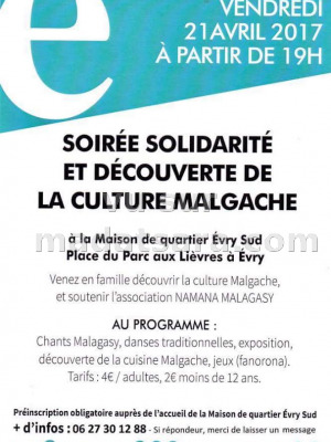 Soirée solidarité et découverte de la culture malgache - Maison de quartier Evry Sud
