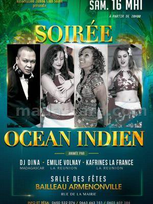 Soirée océan Indien animée par Dj Dina, Emilie Volnay et Kafrines La France à la salle des fête