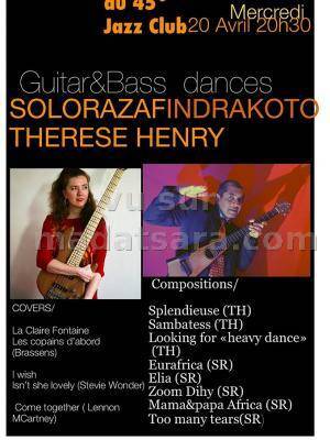 SoloRazafindrakoto & Thérèse Henry - Guitar & Bass au 45° Jazz Club Paris 10è