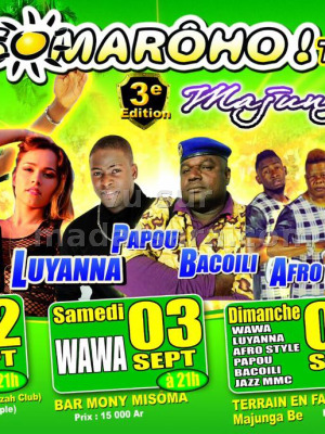 Somarôho tour 3ème édition Mahajanga avec Wawa, Jazz MMC, Luyanna, Papou, Bacoili et Afro Style