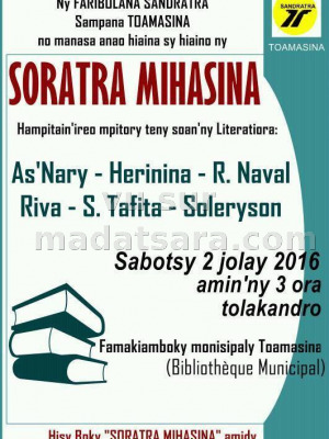 Soratra Mihasina - Faribolana Sandratra - Bibliothèque Municipal Toamasina