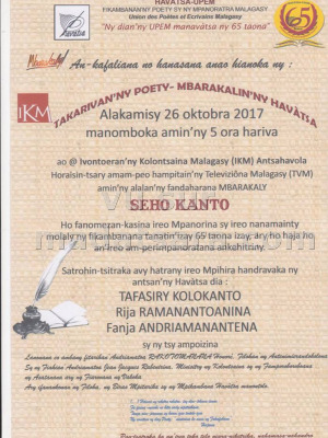 Takarivan'ny poety - Mbarakalin'ny havatsa - IKM Ivon-toeran'ny Kolontsaina Malagasy‍