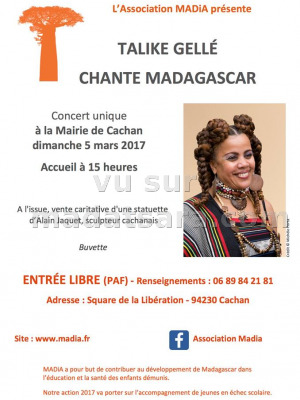 Talike Gellé‍ chante Madagascar à la Mairie de Cachan