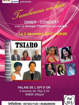 Tamberina an-kira - Diner-concert avec le Groupe Tsiaro‍ - Palais De L'Epi D'Or Villejuif‍