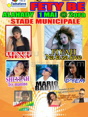 Tence Mena, Fiyah, Sheylah,  Mario Badjo, D'yem et Backom Rasta - fety be - Stade municipal Toamasina