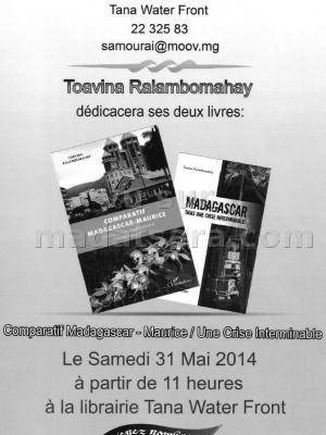 Toavina Ralambomahay dédicacera ses 2 livres à la librairie Tana Water Front