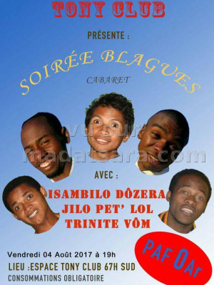 Tony Club présente soirée blagues avec Isambilo Dôzera‍ , Jilo Pet'Lol, Trinite Vôm - Espace Tony Club 67ha Sud