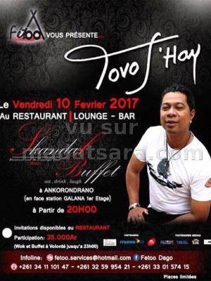 Tovo j'hay‍ en concert au restaurant Skandal Buffet Ankorondrano