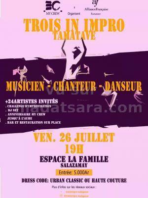 Trois in impro Tamatave Espace La Famille Salazamay