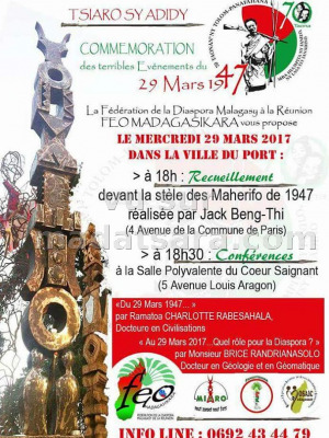 Tsiaro sy Adidy - commémoration des événements du 29 mars 1947 -