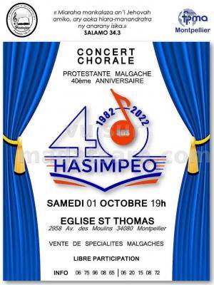 Concert - Chorale prostetante malgache - 40è anniversaire - Chorale Hasimpeo - Eglise St Thomas Montpellier