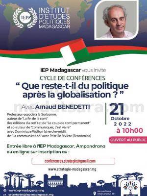 Cycle de Conférence / Projection débat "Que reste-t-il du politique après la globalisation ?" avec Arnaud Benedetti - IEP Madagascar Ampandrana