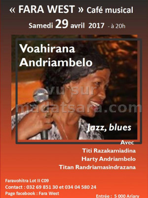 Voahirana Andriambelo‍ jazz blues café musical au Fara West Faravohitra‍