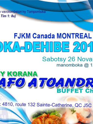 Voka-dehibe 2016 - Seho sy korana - FJKM Canada Montréal