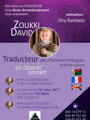 Zoujji David en cabaret concert Restaurant Telozoro‍